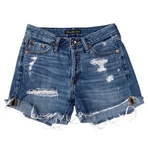 Abercrombie & Fitch Womens Distressed Denim Shorts Button‎ Fly Size 25